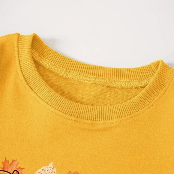 XXL - Thankful Print Loose Sweatshirt, Casual Long Sleeve, Crew Neck Sweatshirt - Picture 4 of 5